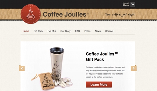 Coffee Joulies Ecommerce Site, Powered by Shopify