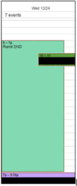 “Strategy Wednesdays” on my calendar. DND = Do Not Disturb