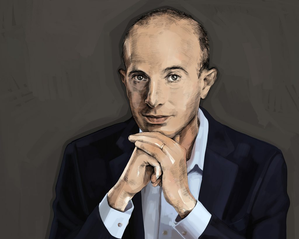 Artist's rendering of Yuval Noah Harari.