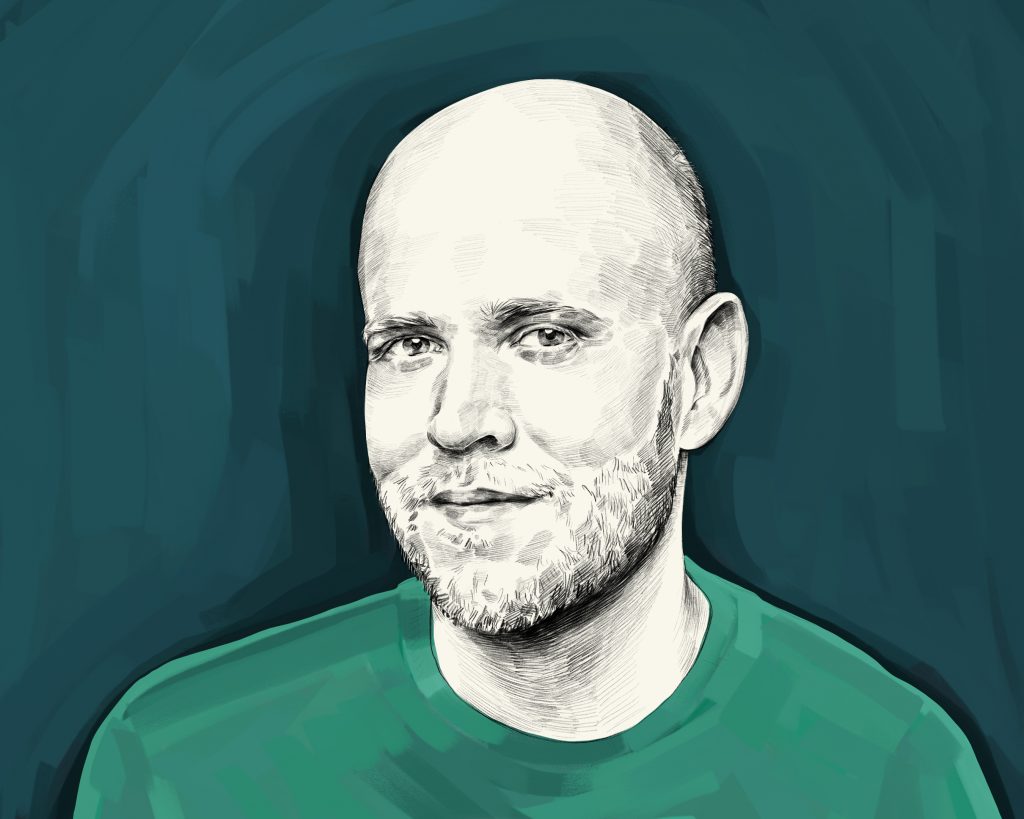 Artist's rendering of Daniel Ek.