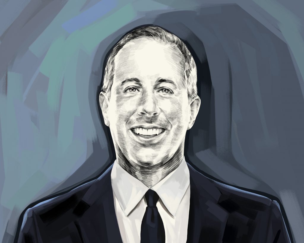 Artist's rendering of Jerry Seinfeld portrait.