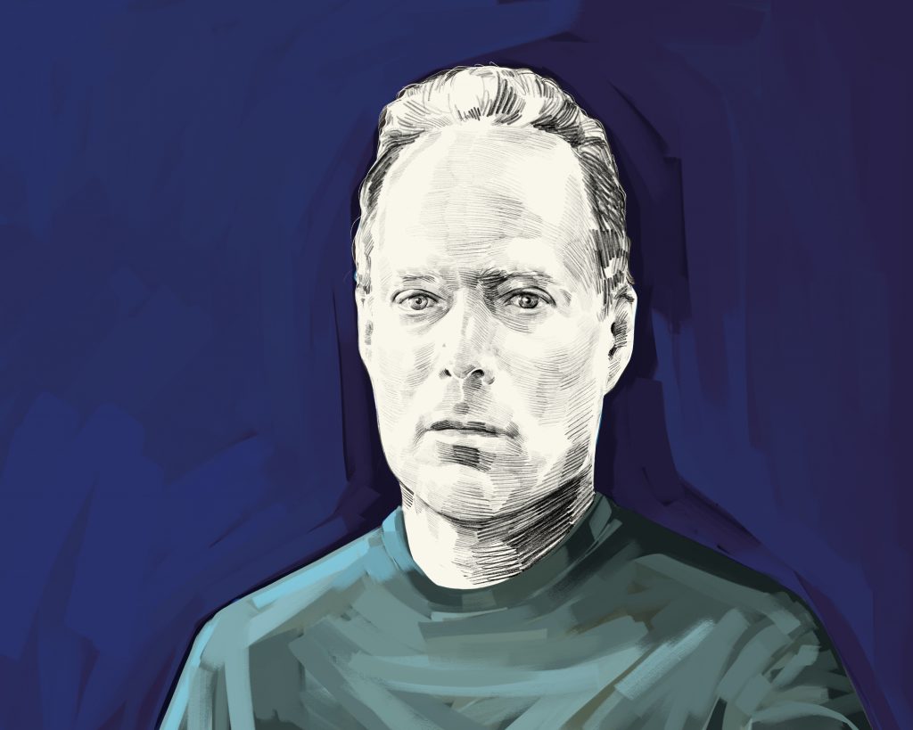 Artist's rendering of Sebastian Junger.