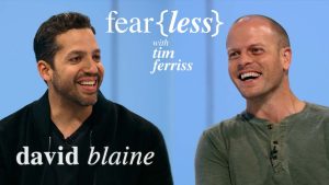 David Blaine and Tim Ferriss on the set of Tim's TV show "fear{less}".