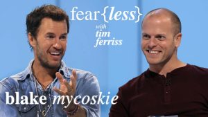 A promotional two-shot of Blake Mycoskie and Tim Ferriss from Tim's TV show "Fearless".
