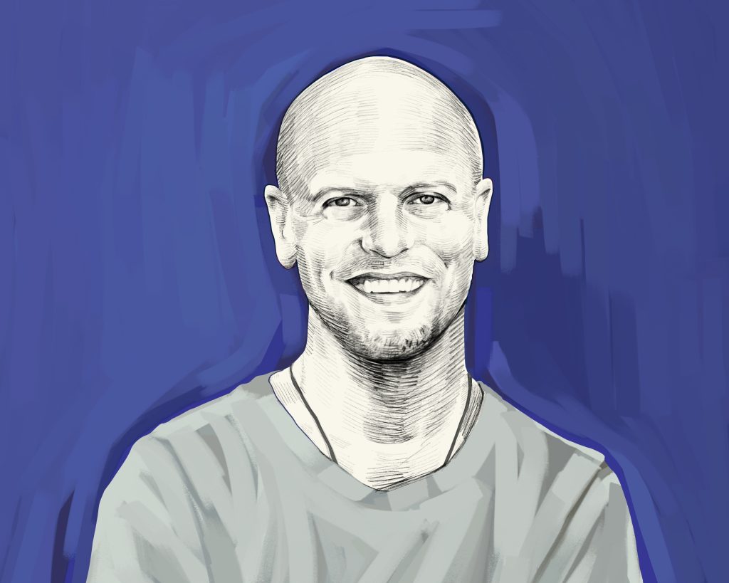 Artist's rendering of Tim Ferriss smiling.