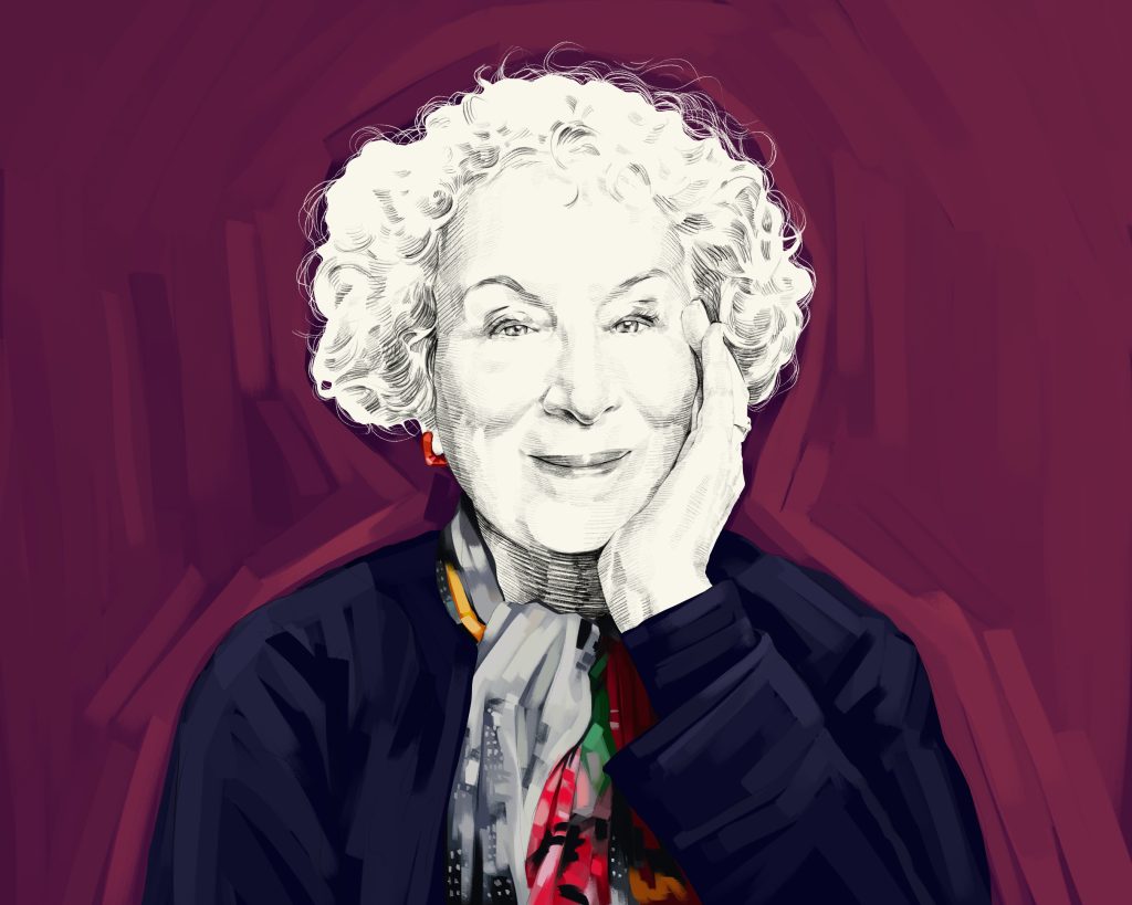 Artist's rendering of Margaret Atwood.
