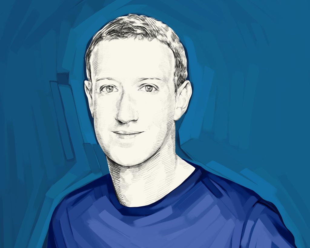 Artist's rendering of Mark Zuckerberg.