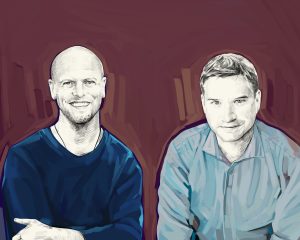 Artist's rendering of Tim Ferriss and Cal Newport.