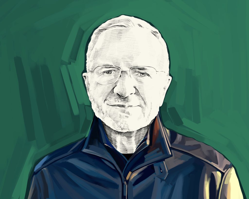 Artist's rendering of Edward O Thorp.