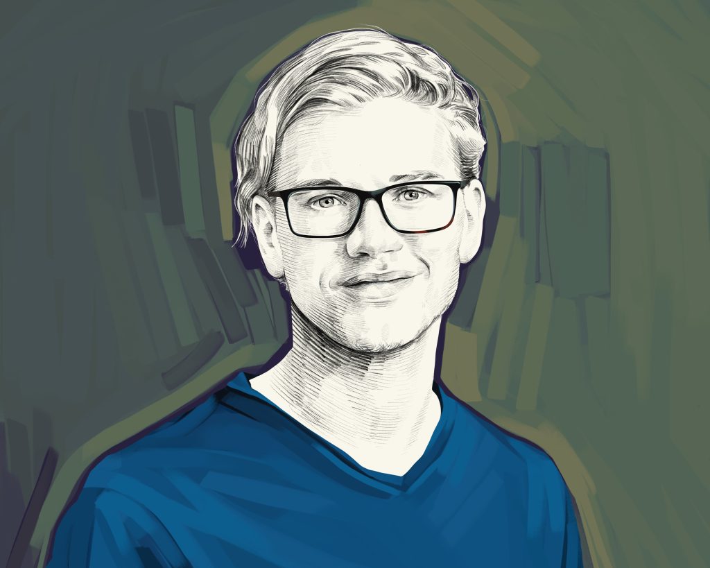 Artist's rendering of Will MacAskill.