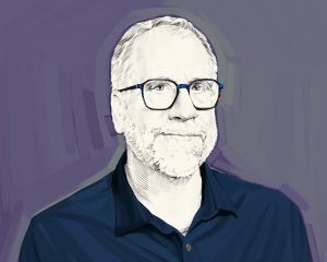 Artist's rendering of John Vervaeke.
