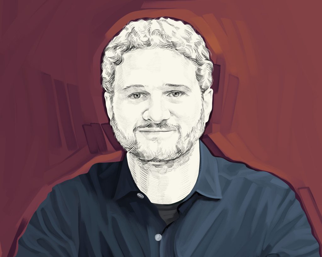 Artist's rendering of Dustin Moskovitz.