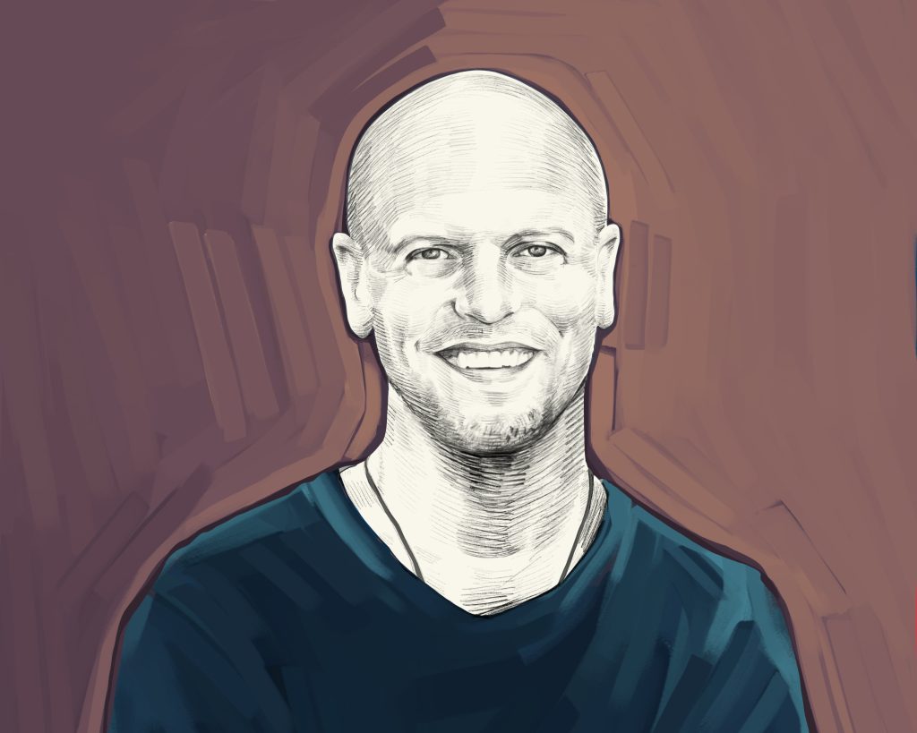 Artist's rendering of Tim Ferriss smiling.
