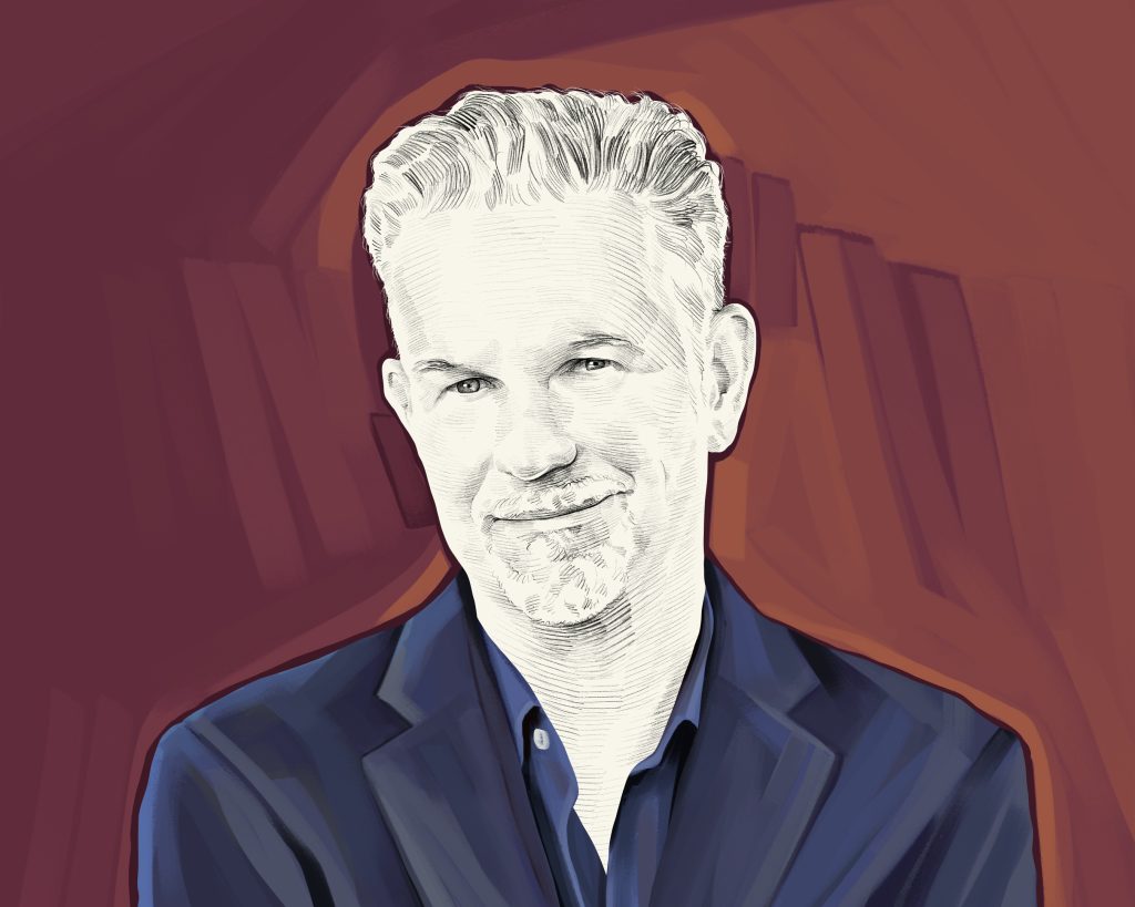 Artist's rendering of Reed Hastings.