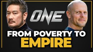 YouTube thumbnail of Chatri Sityodtong and Tim Ferriss with the ONE Championship logo between them in dynamic silver font with the words "From Poverty to Empire" written at the bottom.