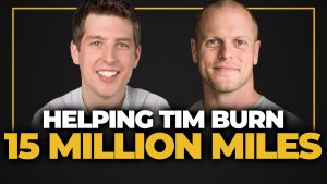 YouTube thumbnail of Chris Hutchins and Tim Ferriss, with the text "Helping Tim Burn 15 Million Miles" below their faces.
